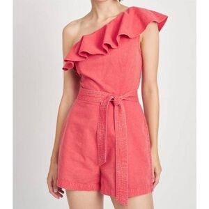 En Saison Red Ruffle Romper